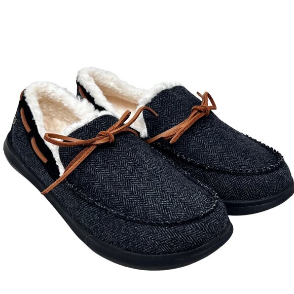 Spenco Mens Birch Slipper Black Herringbone Wool Upper Size 8D - New - Picture 2 of 12